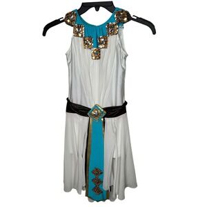 Revolution‎ Dancewear Kids White Gold Blue Sequin Embellished Costume LC